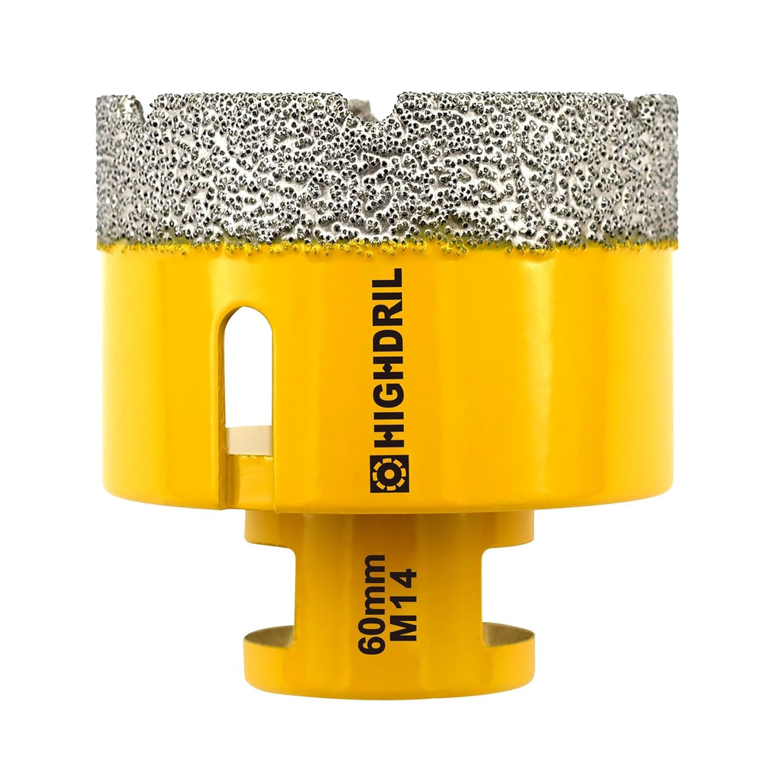 HIGHDRIL Diamant Bohrkrone - 60mm Lochsäge Fliesen M14 Gewinde für Porzellan Fliese Keramik Granit M