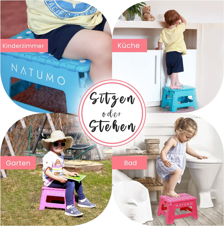 NATUMO® Tritthocker Kinder, Klapphocker faltbar, Leichter und Rutschfester Kinder Hocker Bad & Toile
