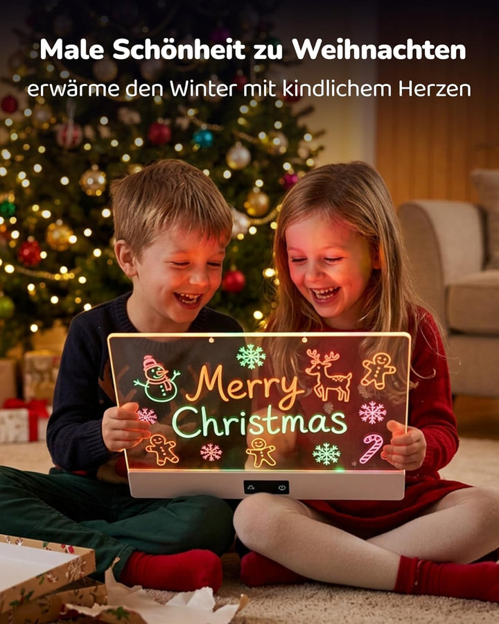 KOKODI LED Zeichenbrett für Kinder: Kreative, wiederaufladbare Neonlicht Maltafel 30x26cm Acryl Noti