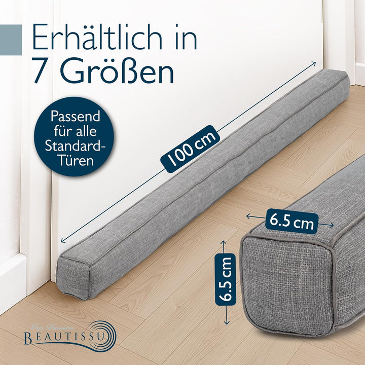 Beautissu 2er Set Zugluftstopper für Türen Wärmeschutz Kälteschutz Stoff | 100cm Grau Tür Fenster Ha