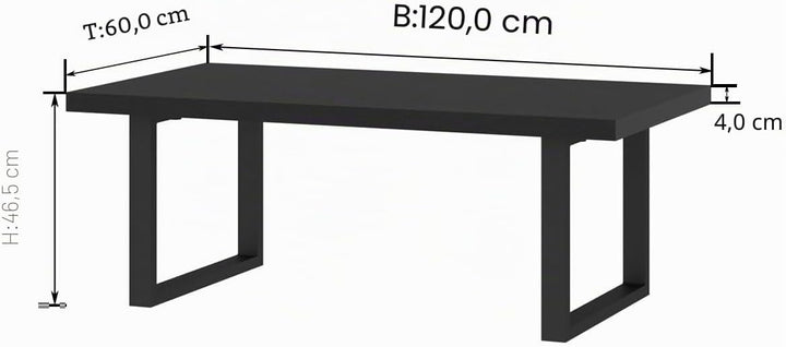 IBF Couchtisch Schwarzer Moderner Industrieller Wohnzimmertisch Minimalistischer Mitteltisch Schlich