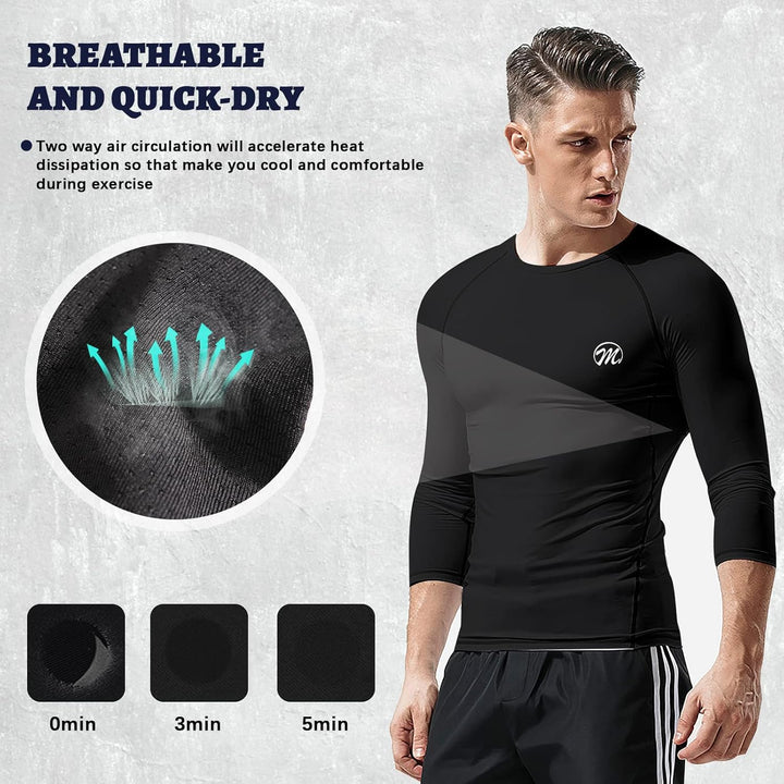 meeteu 5pcs Herren Sportbekleidung Fitness Set, Atmungsaktiv Funktionsshirt Herren Langarm+Hoodies+K