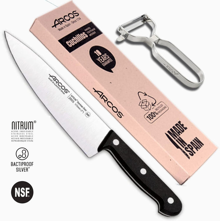Arcos Küchenmesser-Set, 4-Stück | Profi-Küchenmesser Set mit schwarzem Griff & gebogenen Klingen aus