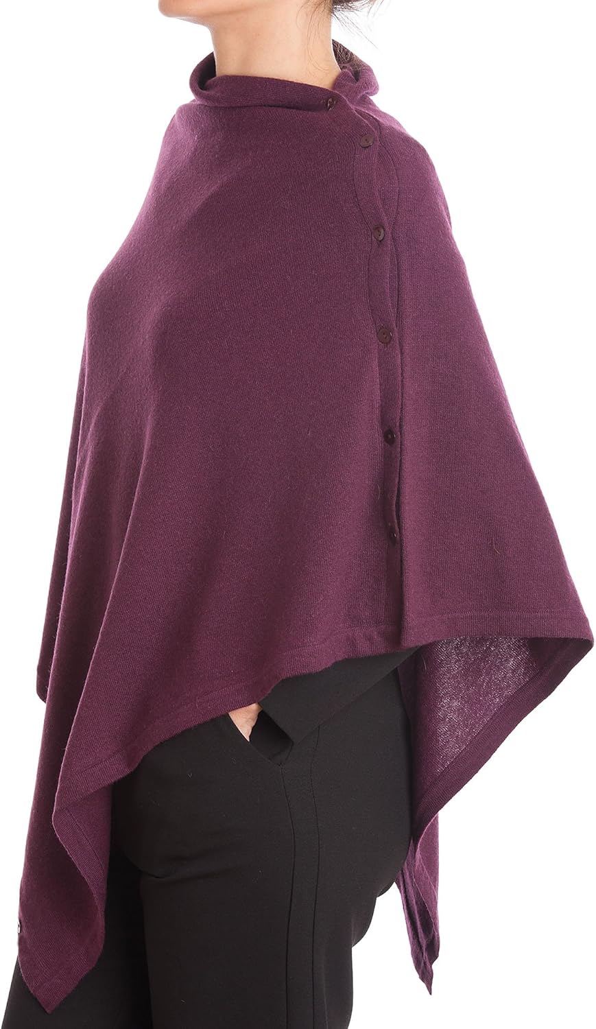 Dalle Piane Cashmere - Poncho mit Knöpfen aus Kaschmir-Gemisch - für Damen Einheitsgrösse Bordeaux,