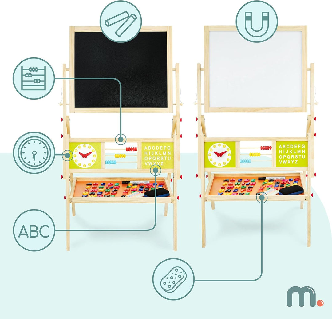 Mamabrum, Spieltafel aus Holz, doppelseitige Kindertafel Magnetisch und Kreide Kindertafel, Doppelse