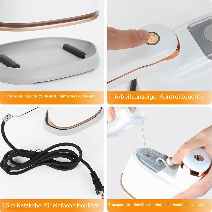 Steamer Dampfglätter &amp; Bügeleisen 2-in-1 Trockene &amp; Nassanwendung, 3 Dampfstufen, 120ml Wassertank –