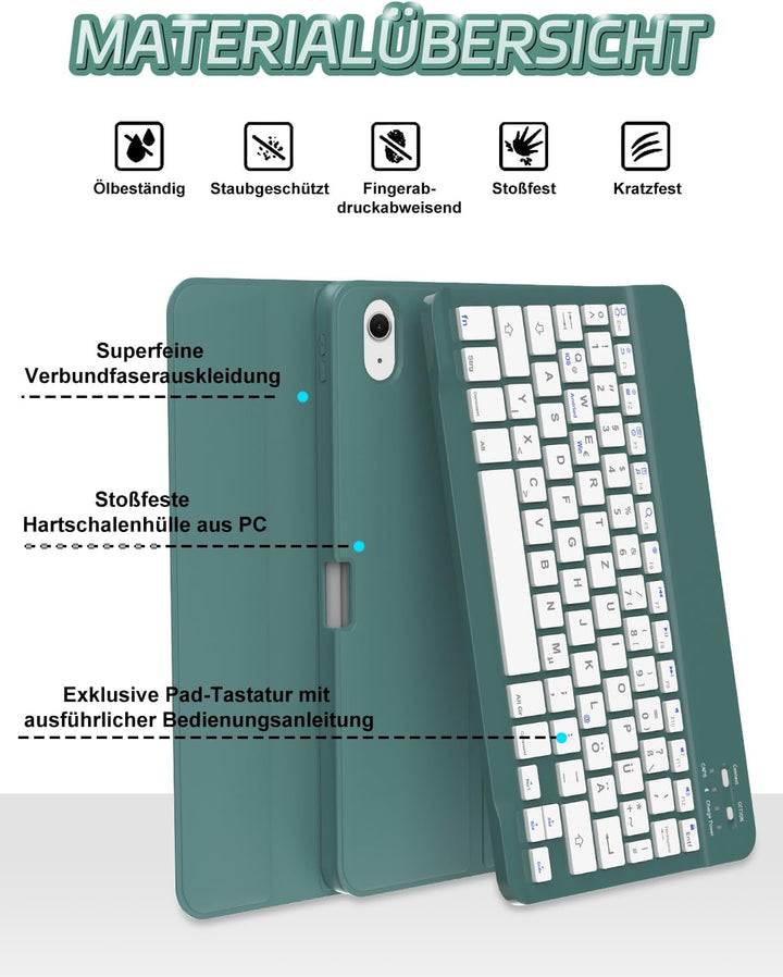 Tastatur Hülle für iPad Air 11 Zoll (M3/M2) - Soft TPU Rückseite Gehäuse Schutzhülle mit Pencil Halt