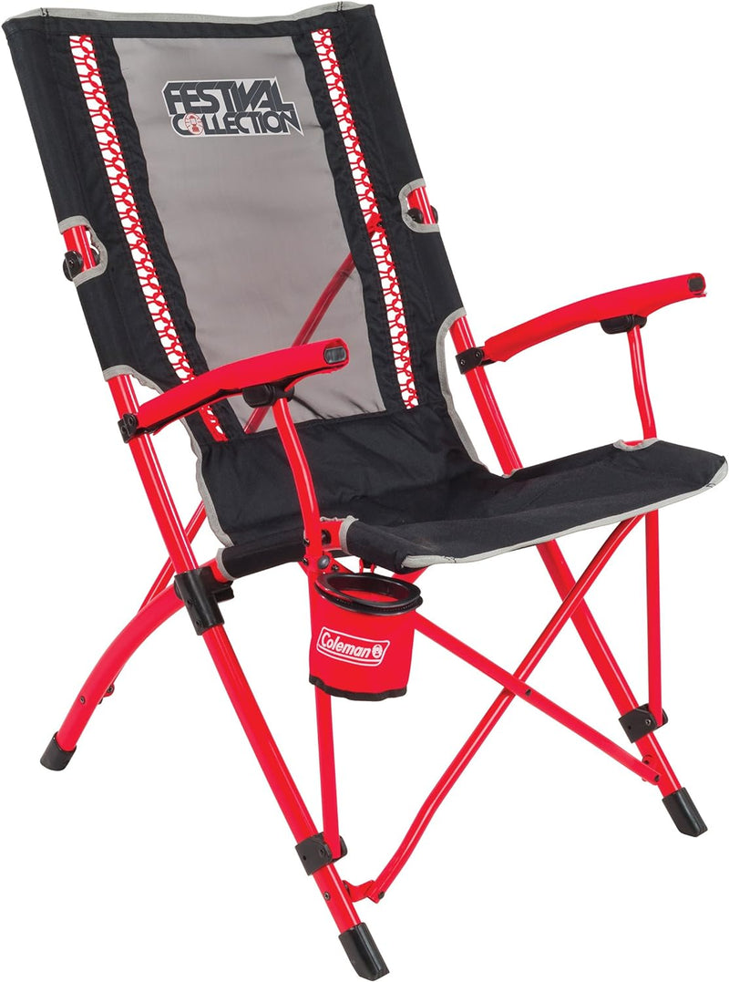 Coleman Faltstuhl Bungee Chair mit Stahlgestell Zum Relaxen, Campingstuhl mit Armlehnen und Getränke