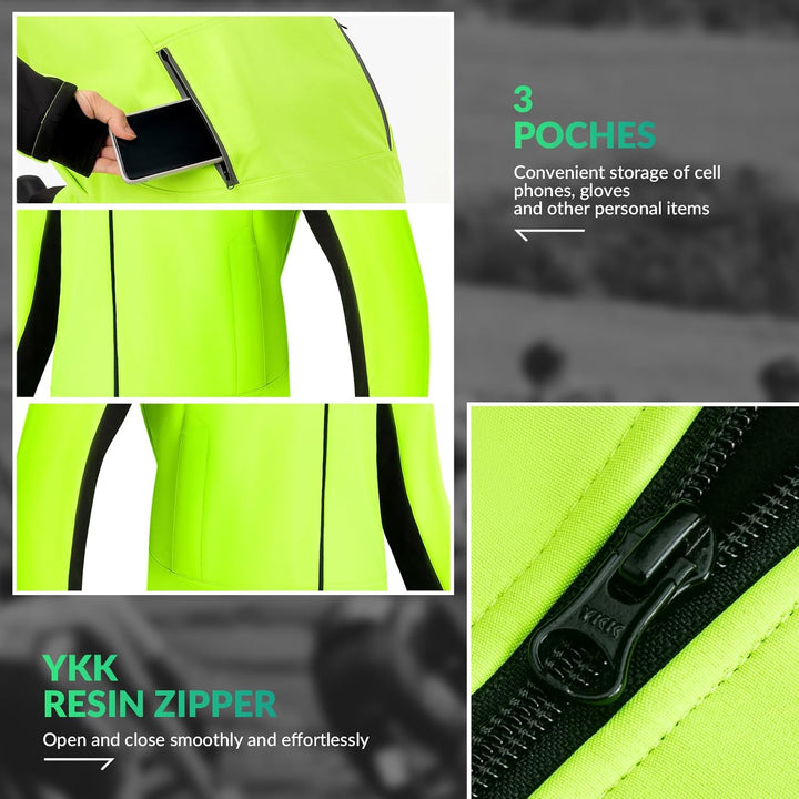 ROCKBROS Fahrrad Jacke/Hose Winter Thermo Fahrradbekleidung Hohe Sichtbarkeit & Winddicht Softshellj