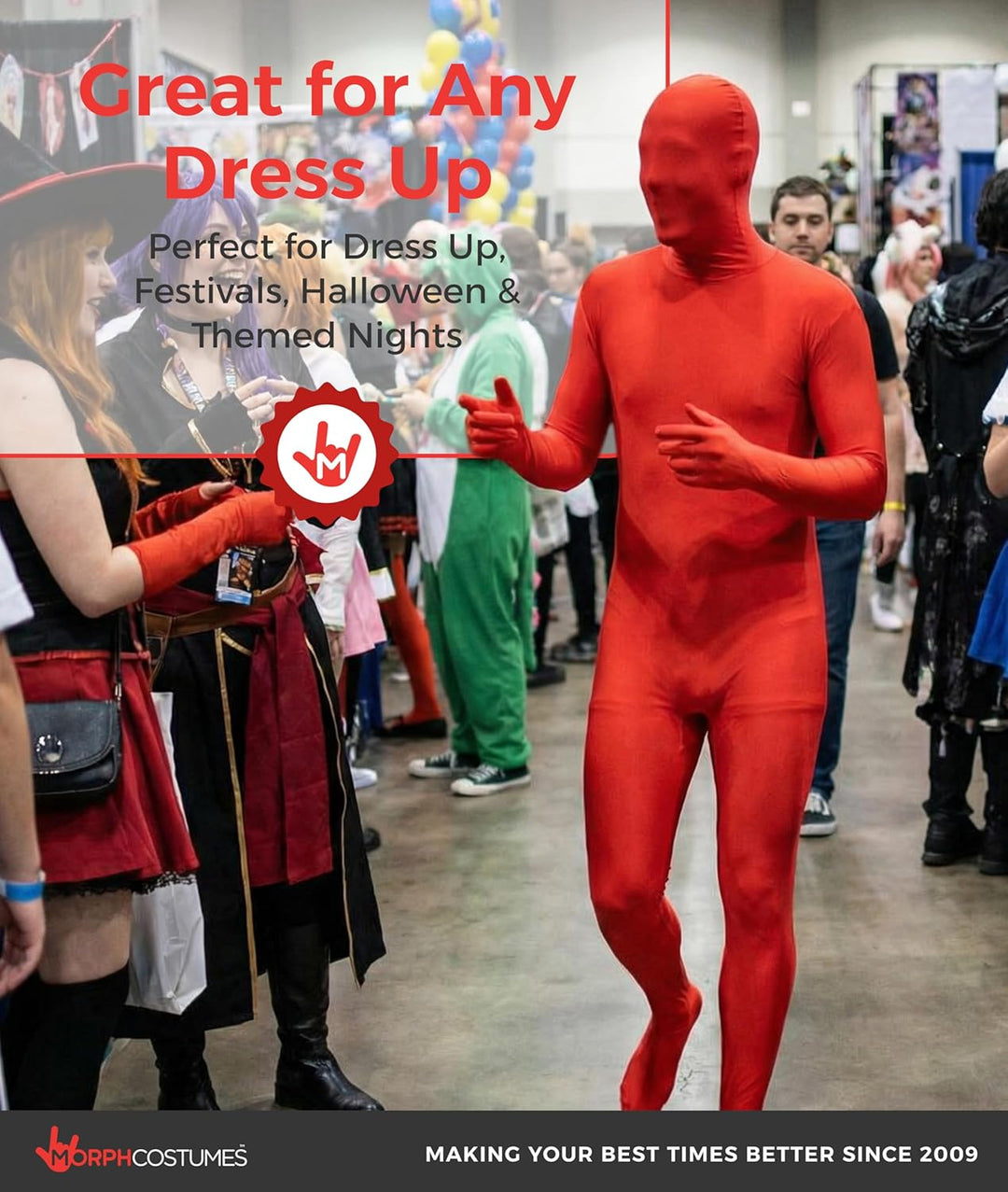 Morphsuits STSREX zweite Haut Kostüm- Ganzkörperkostüm, Unisex – Erwachsene, Rot, XL XL Rot, XL Rot