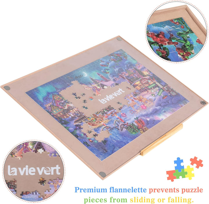 Lavievert tragbares Puzzle Brett aus Holz mit staubdichter Abdeckung, Puzzlematte, Puzzle Aufbewahru
