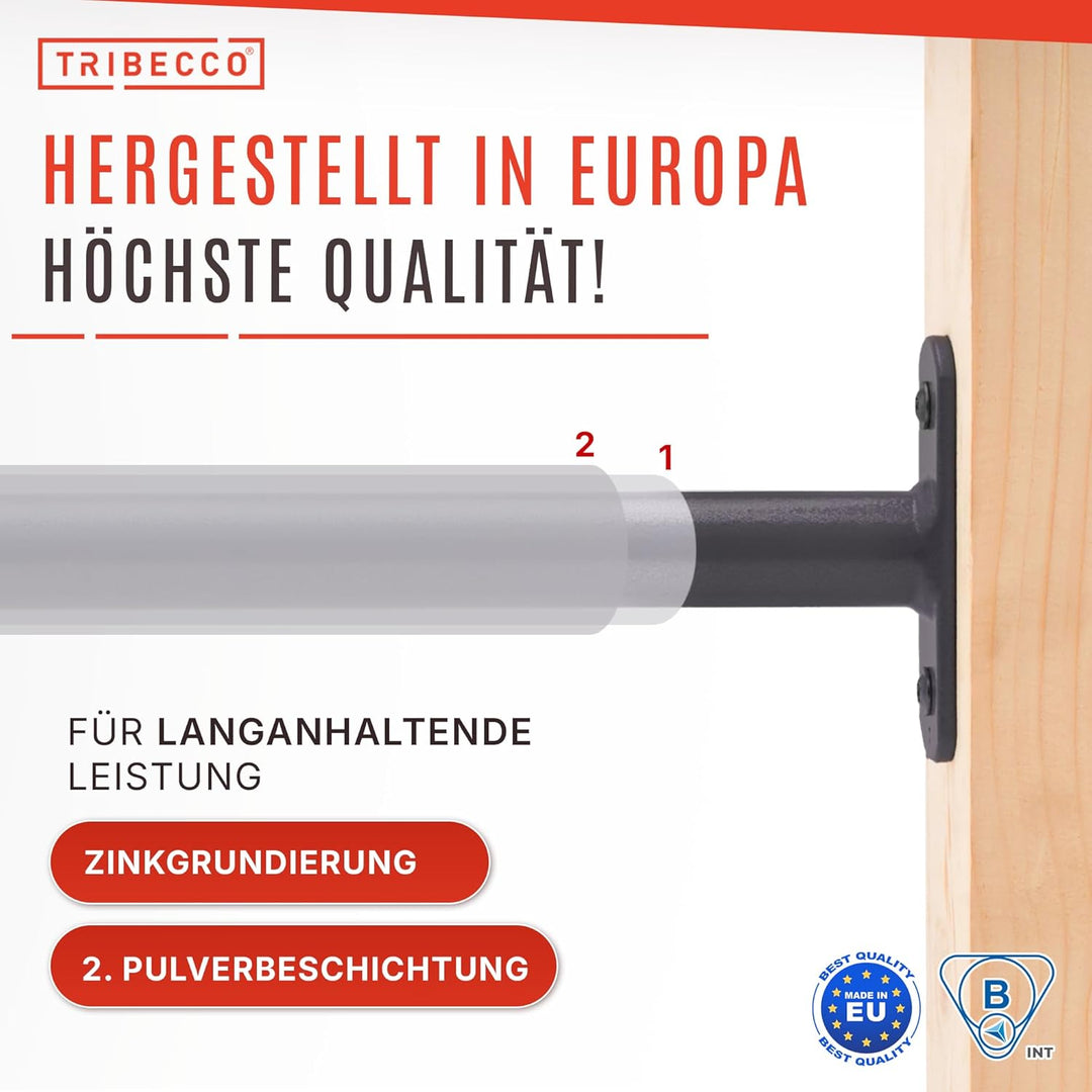 TRIBECCO® Reckstange Turnstange Gymnastikstange Metallstange 115 cm Grau, 115 cm Grau