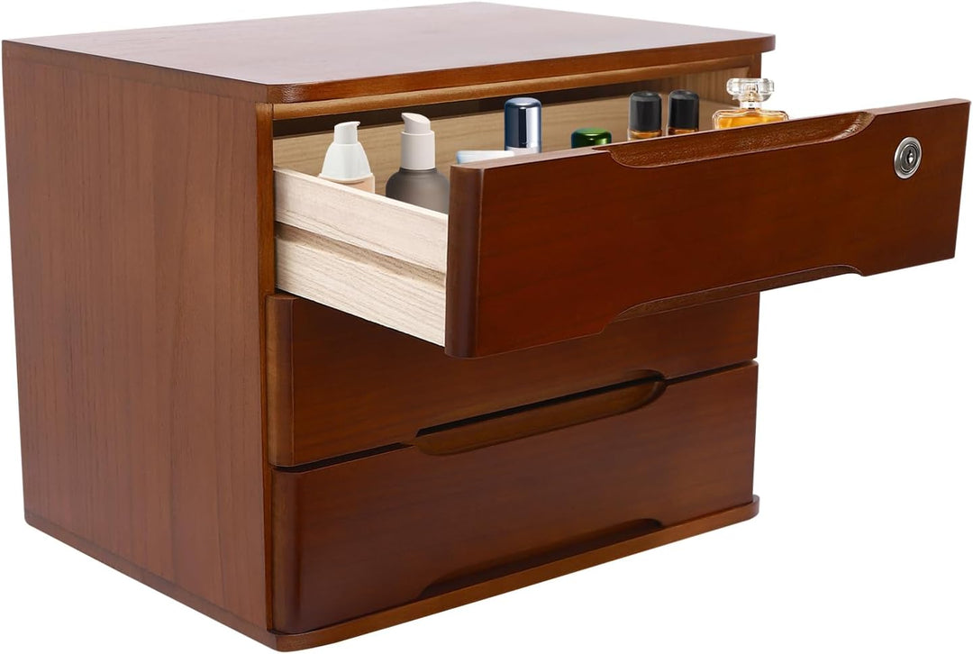 3 Schicht Desktop Storage Box, Desktop Storage Box mit abschliessbarer Schublade, Bürobedarf Schubla