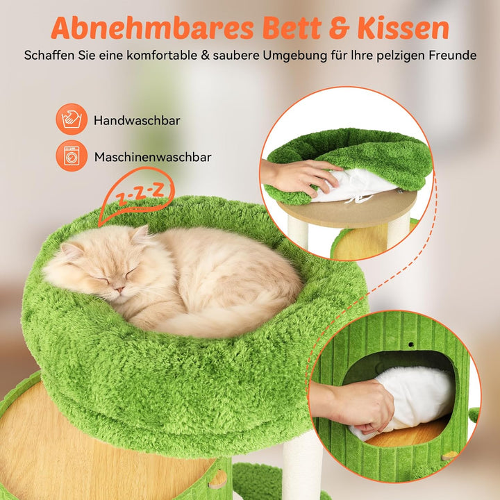 Luxus Katzenbaum kratztonne für Katzen - Kratzbaum mit Katzenschlafhaus, Sisalbrett,abnehmbarem Bett