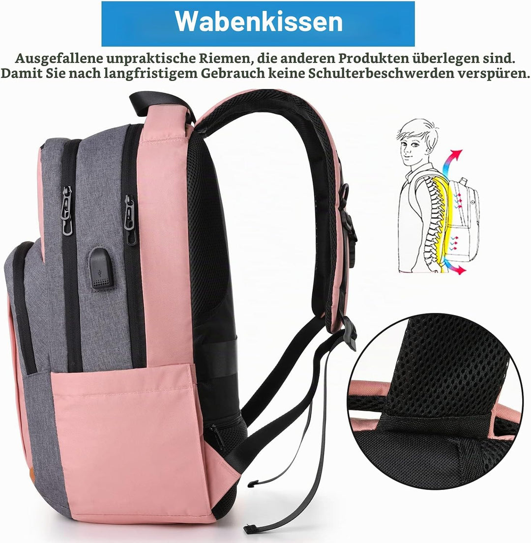 YIORMIOR Schulrucksack Mädchen Teenager, Rucksack Damen Schule Daypacks für 15.6 Zoll Laptop Rucksac