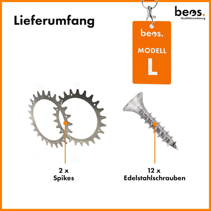 BEOS® PREMIUM EDELSTAHL Spikes für Modell Worx L -Poliert -Gesenkte Schraubenlöcher-Entgratet- 12x E