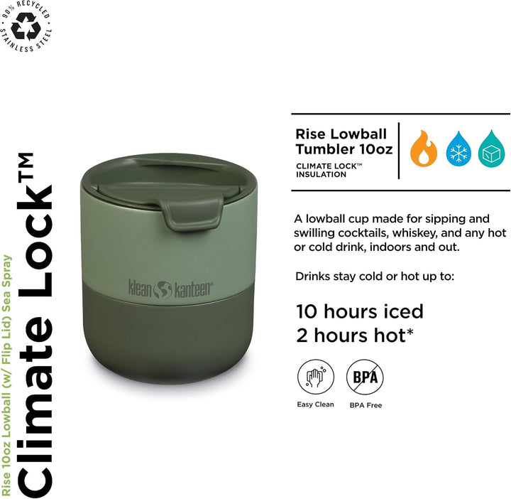 Klean Kanteen Rise Lowball Tumbler Flip Lid Isolierbecher 296ml in der Farbe sea spray, 1010164