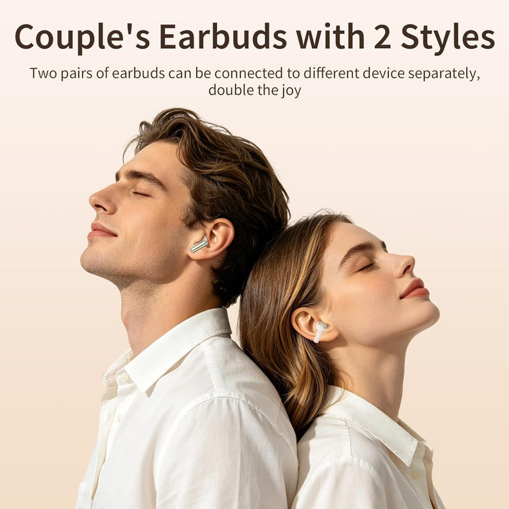 2-in-1 kabellose Ohrhörer-Set, Open-Ear Clip-On & Kurzschaft Halbin-Ear Ohrhörer-Kombo, Bluetooth 6.