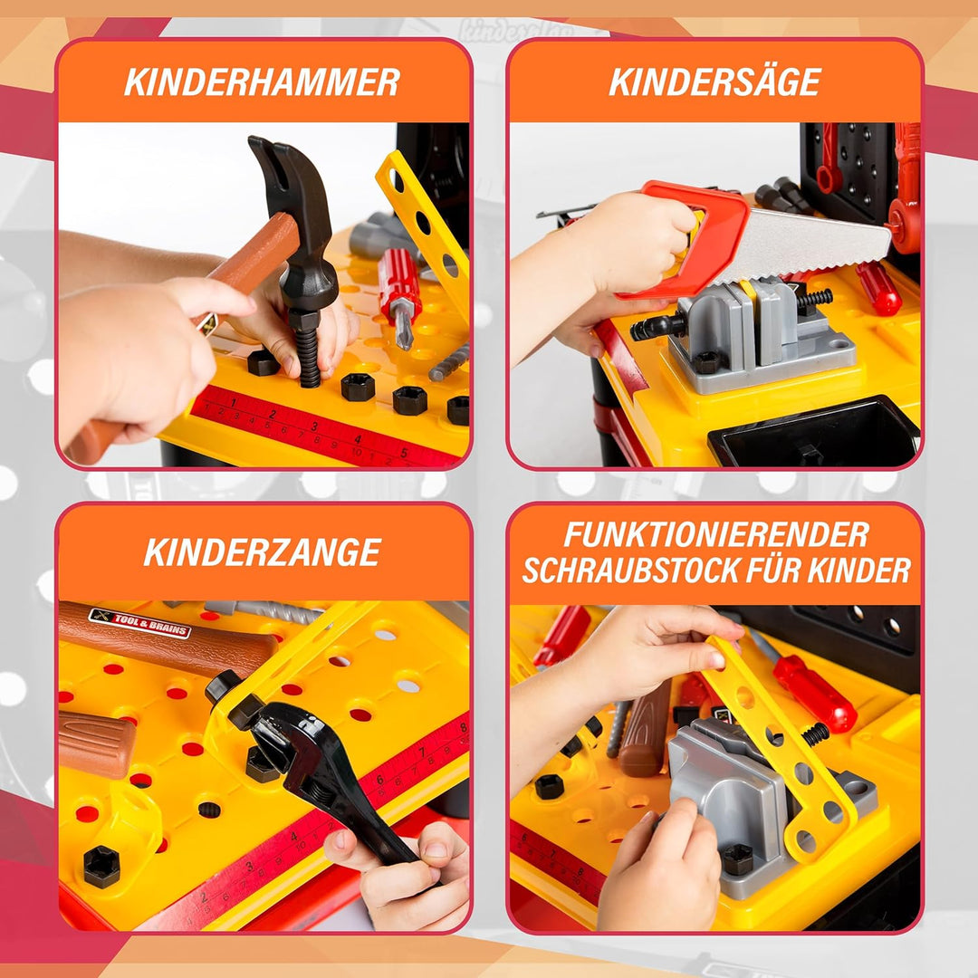 Kinderplay Kinderwerkstatt - Kinderwerkstatt Bastelset mit Bohrmaschine und Helm, KP2646, Kinderwerk