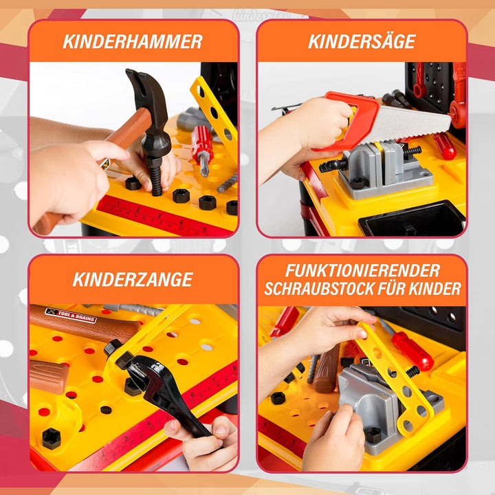 Kinderplay Kinderwerkstatt - Kinderwerkstatt Bastelset mit Bohrmaschine und Helm, KP2646, Kinderwerk