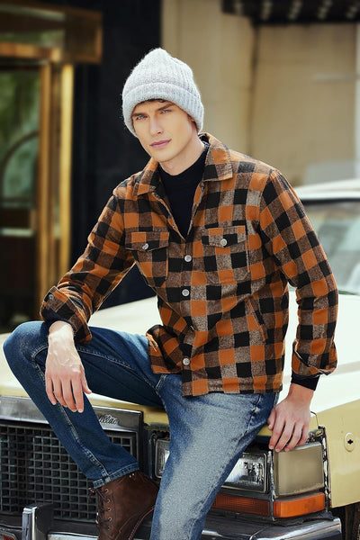 COOFANDY Herren Holzfäller Jacke Flanellhemd Gefüttert Kariert Winterjacke Langarm Winter Warm Holzf