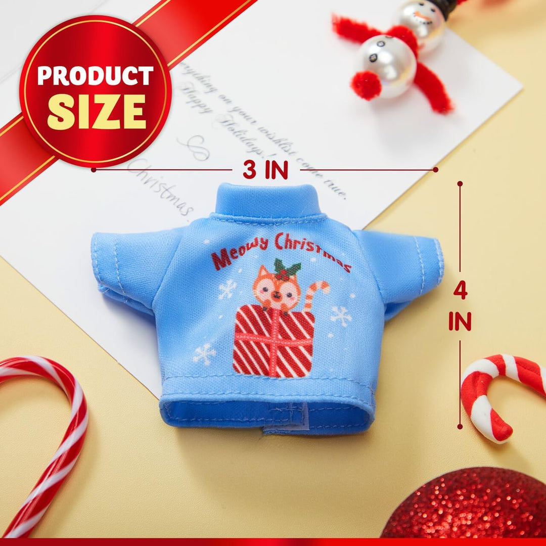 JOYIN 4 Packs Santa Clothes for Elf Doll Stylish Tees Tshirt Elf Doll Clothing Set, Christmas Decora