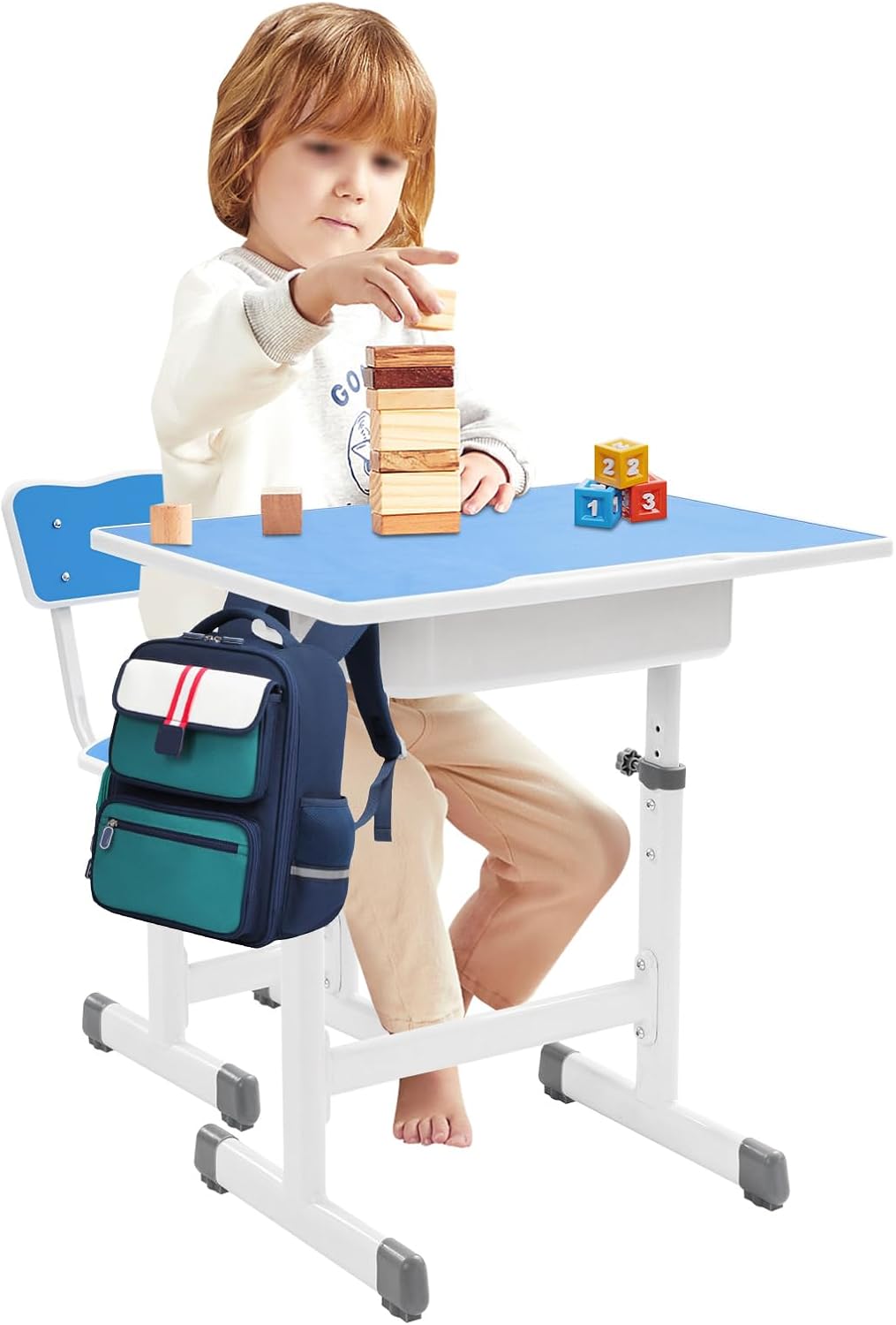 Kinderschreibtisch Stuhl Höhenverstellbar, Verstellbarer Schreibtisch und Stuhl, Schreibtisch-Set fü