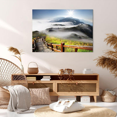 Bilder auf Leinwand 100x70cm Leinwandbild Asien schönheit berg landschaft Gross Wanddeko Bild Schlaf