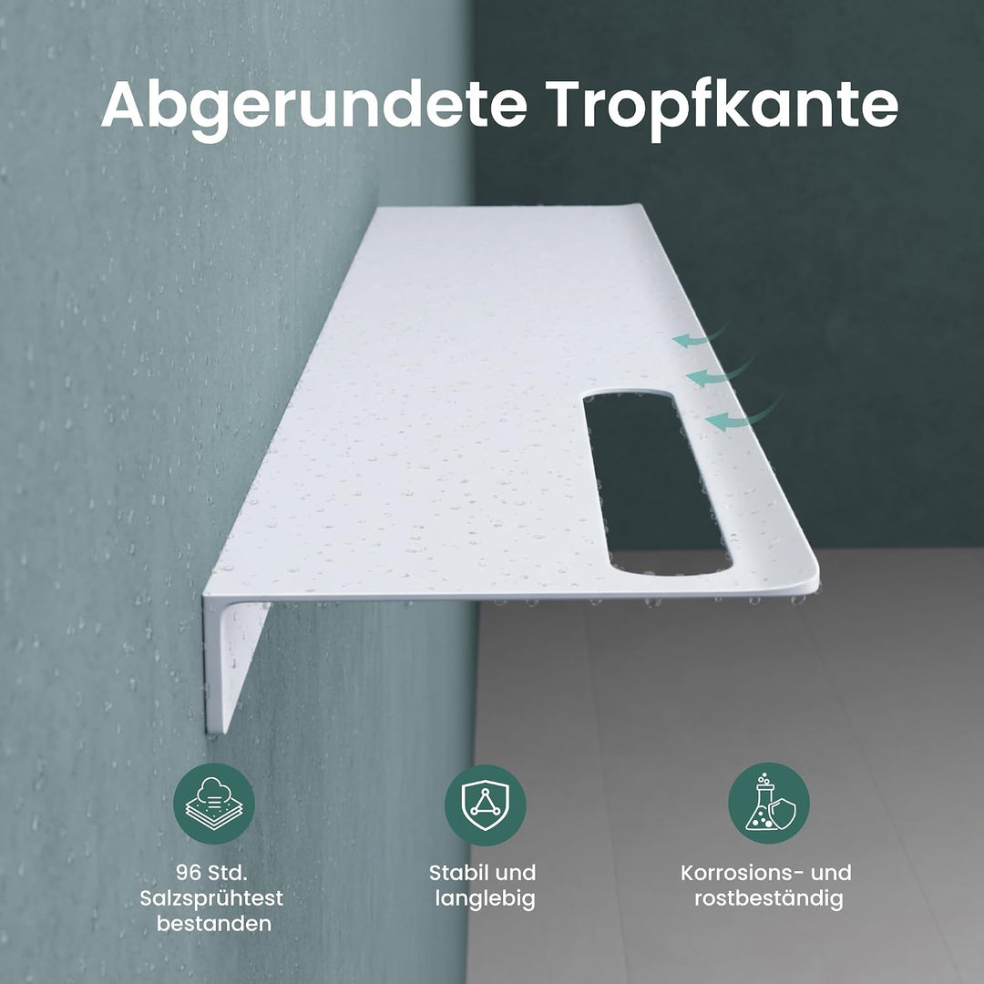 Mai &amp; Mai Duschablage ohne Bohren 80cm Badablage aus Aluminium Matt weiss | Duschregal zum Bohren od