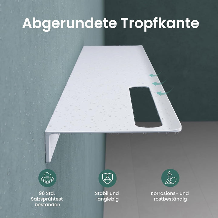 Mai &amp; Mai Duschablage ohne Bohren 80cm Badablage aus Aluminium Matt weiss | Duschregal zum Bohren od