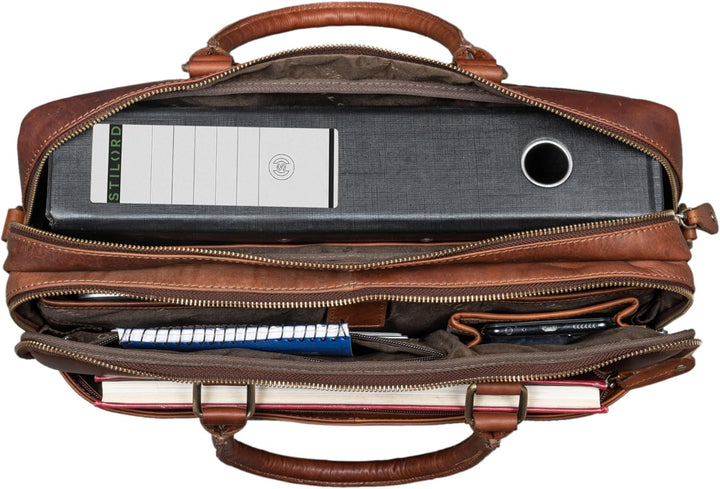 STILORD Drake Businesstasche Leder Gross Vintage Aktentasche XL Ledertasche Laptoptasche für Arbeit