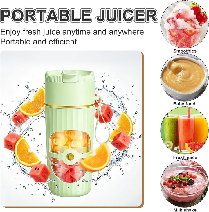 Tragbarer Mixer, 400ml Kleiner Entsafter, 65 Watt, USB Wiederaufladbarer Smoothie Maker, Fresh Juice
