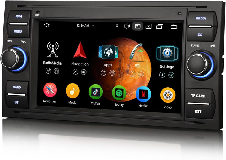 Erisin 8-Kern 4GB+64GB 7 Zoll Android 14 Autoradio GPS Navi für Ford Focus Fiesta Kuga Mondeo Transi