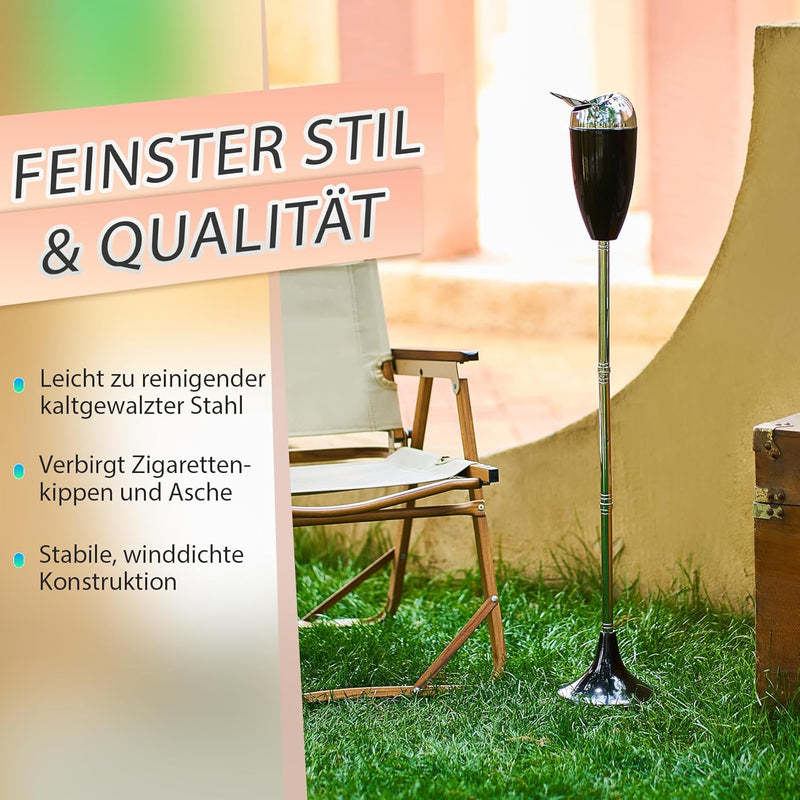 CO-Z Standaschenbecher Edelstahl Aschenbecher mit Deckel für Drinnen Höhenverstellbar Stand Aschenbe
