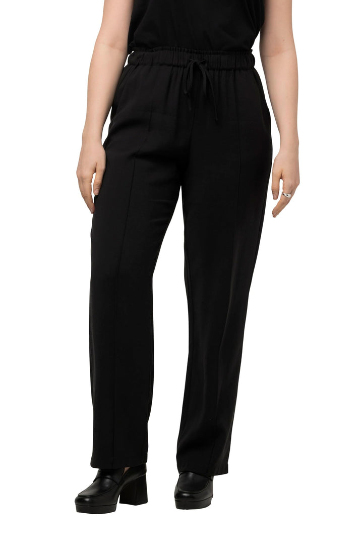 Ulla Popken Damen Creased Slip-on Pants Hose 46 Schwarz, 46 Schwarz