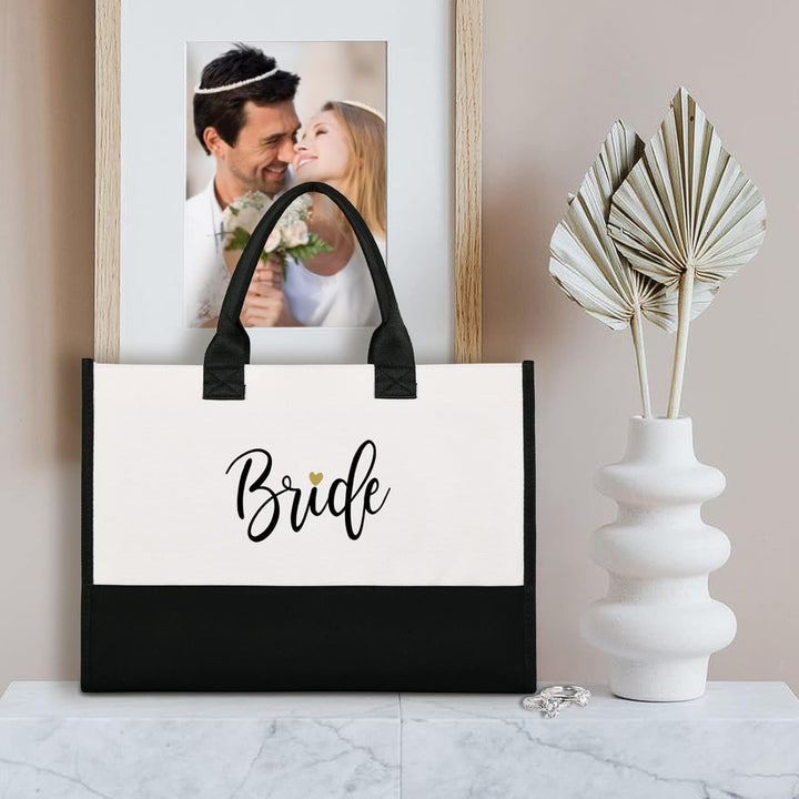 Lamyba Bride Bag with Makeup Bag and Reinforced Bottom, Bride Gifts/Bridal Shower Gifts for Bride, B