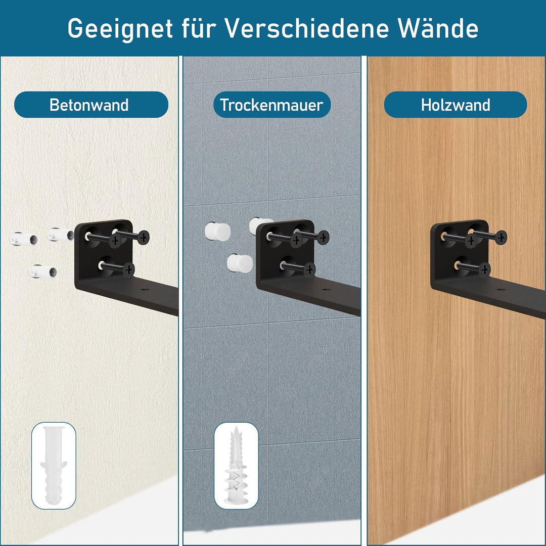 6 Stück Regalträger, Schwerlastträger Schwarz Regalhalterung Wandträger Unterstützung Schwarz Metall