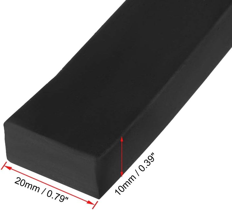 sourcing map Gummidichtung Gummistreifen Massiver Rechteck 20mm Breit, 10 mm Dick, 3 Meter Lang, Sch