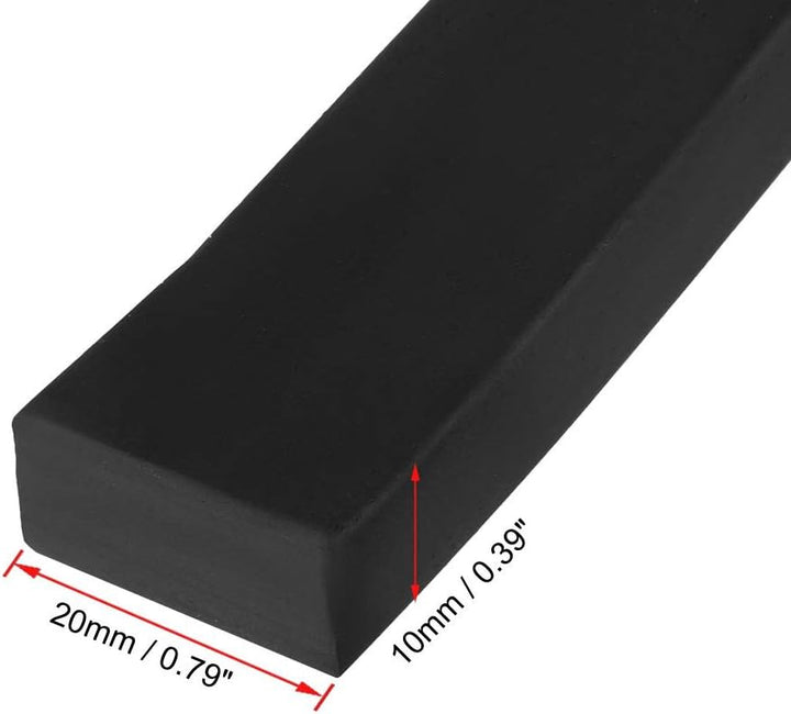 sourcing map Gummidichtung Gummistreifen Massiver Rechteck 20mm Breit, 10 mm Dick, 3 Meter Lang, Sch