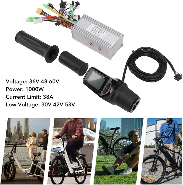 BuyWeek Elektrofahrrad Brushless Motor Controller Kit, 36V 48V 60V 1000W 38A 3 Modus Sinuswelle Cont