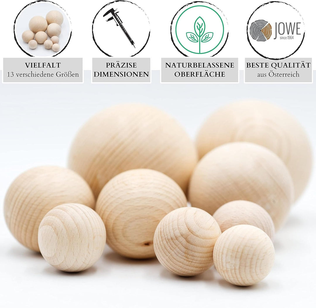 JOWE Holzkugel 10cm aus Buche ohne Bohrung 1 Stück - Kugel aus Holz ohne Loch 100mm | Made in Austri