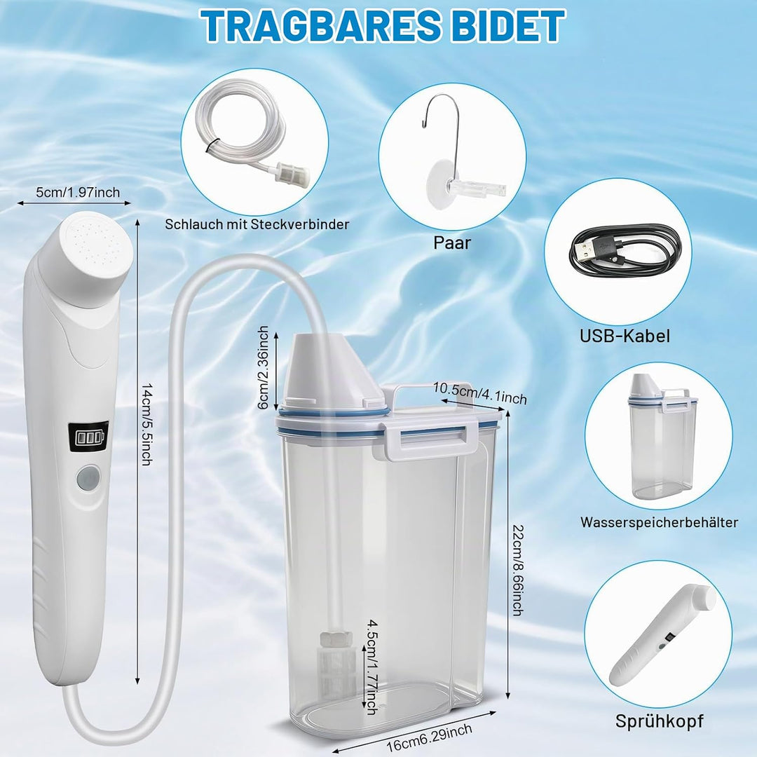 2.5L Portable Bidet,Elektrisch Bidet Reise Bidet Handbrause für Toilette Outdoor,Camping Flasche Spr