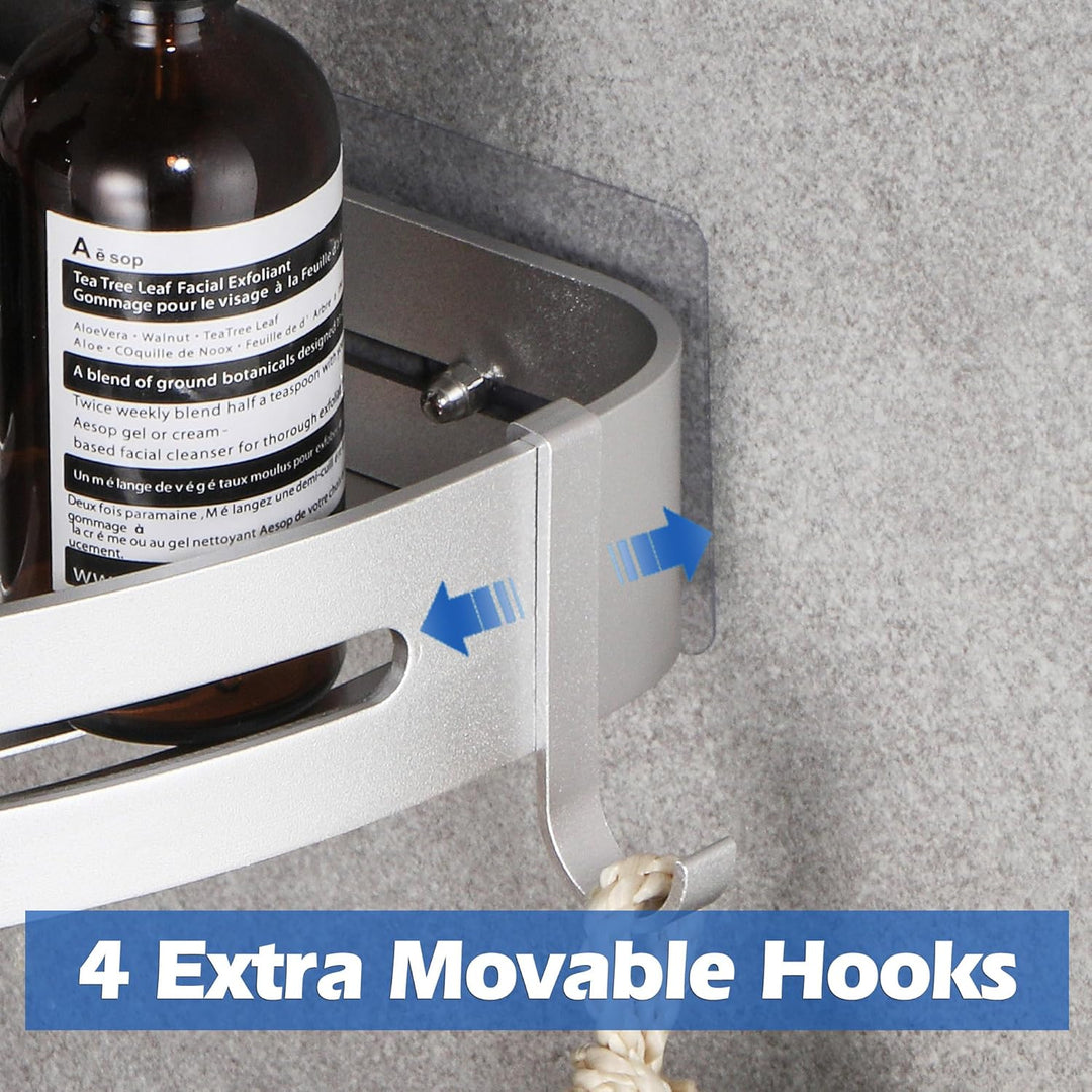 GRICOL Eckablage Duschkorb Duschregal ohne Bohren Duschablage Metall Mit 4 Haken Dusche Ablage Badre