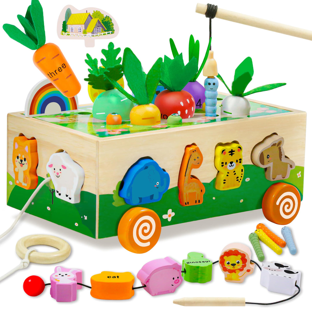 MutoToy® Montessori Spielzeug ab 1 Jahr, 6 in 1 Multifunktionale Holzspielzeug ab 1 2 3 Jahr Kinder,