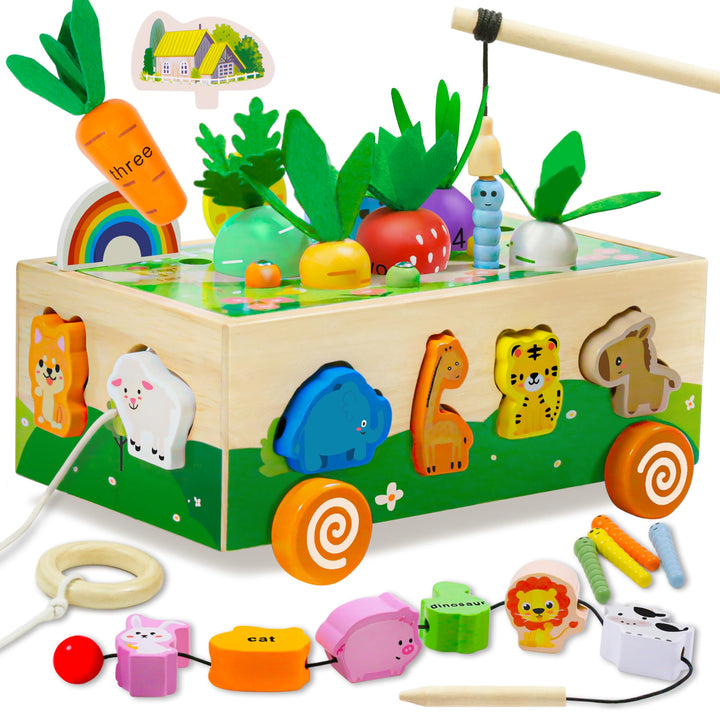 MutoToy® Montessori Spielzeug ab 1 Jahr, 6 in 1 Multifunktionale Holzspielzeug ab 1 2 3 Jahr Kinder,