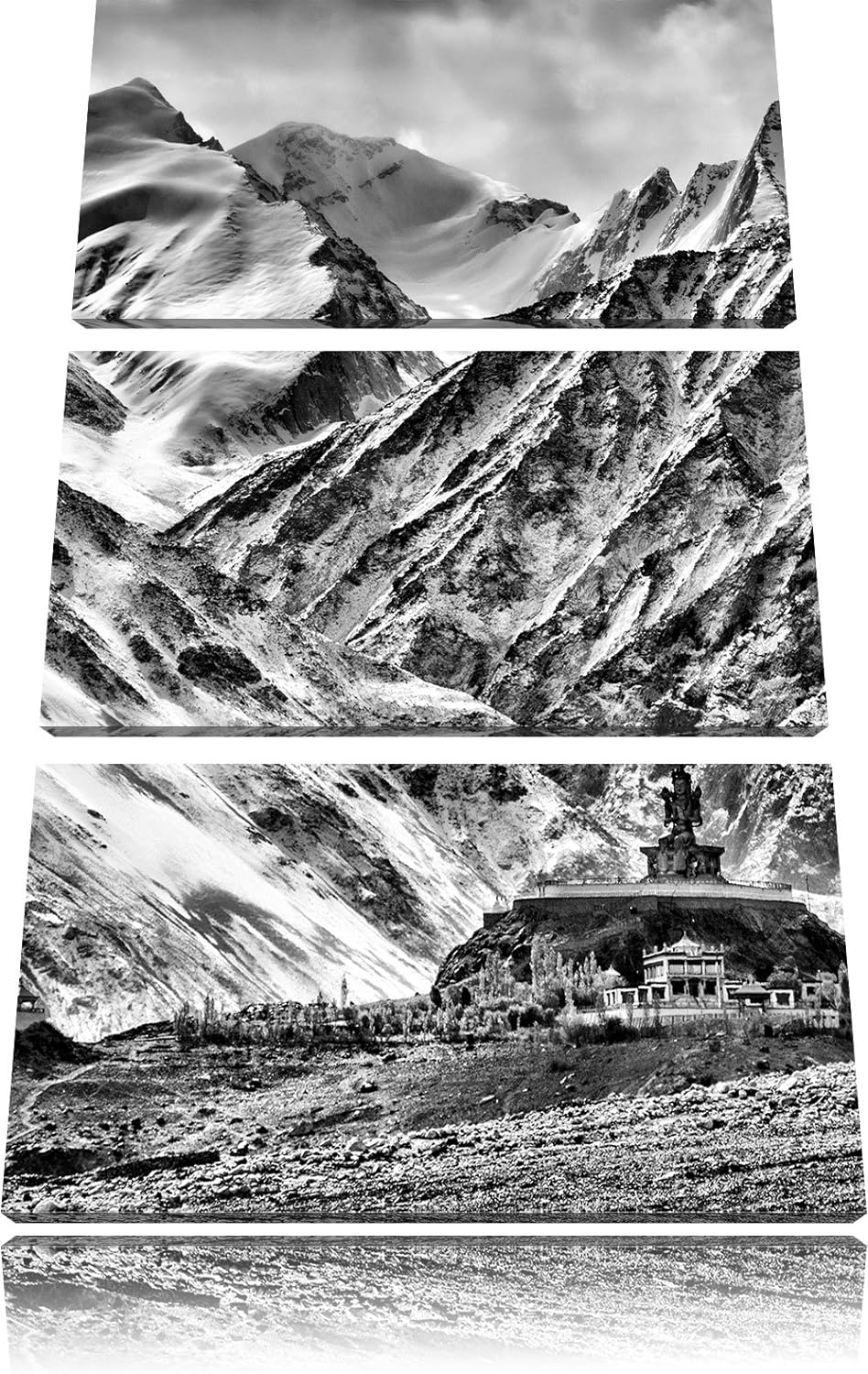 Pixxprint Tempel in Tibet als Leinwandbild/Grösse: 3 Teilig (120x80) cm/Wandbild/Kunstdruck/fertig b