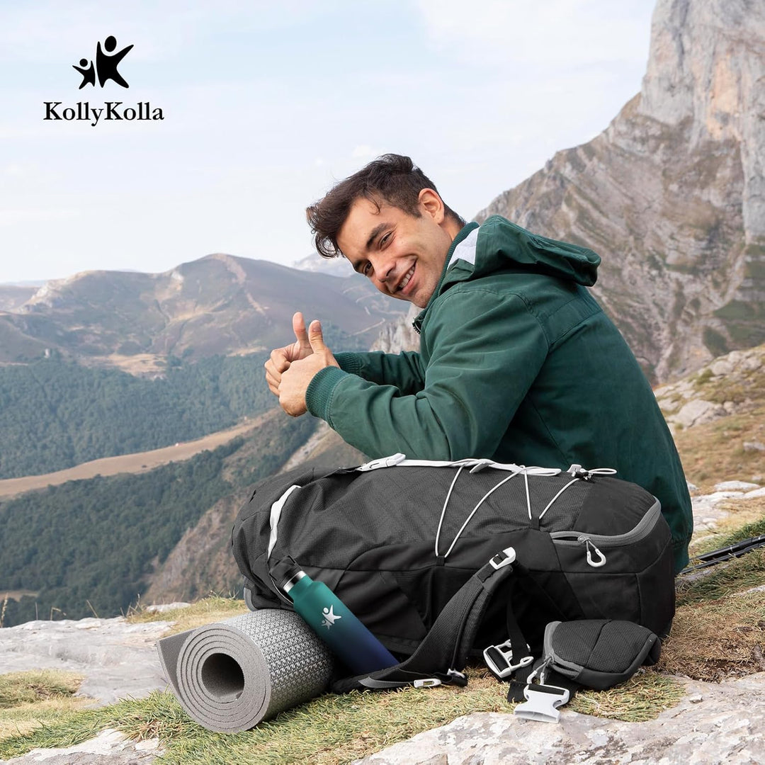 KollyKolla Thermosflasche 750ml, Trinkflasche mit Strohhalm, BPA-Frei, Kohlensäure Geeignet, Auslauf
