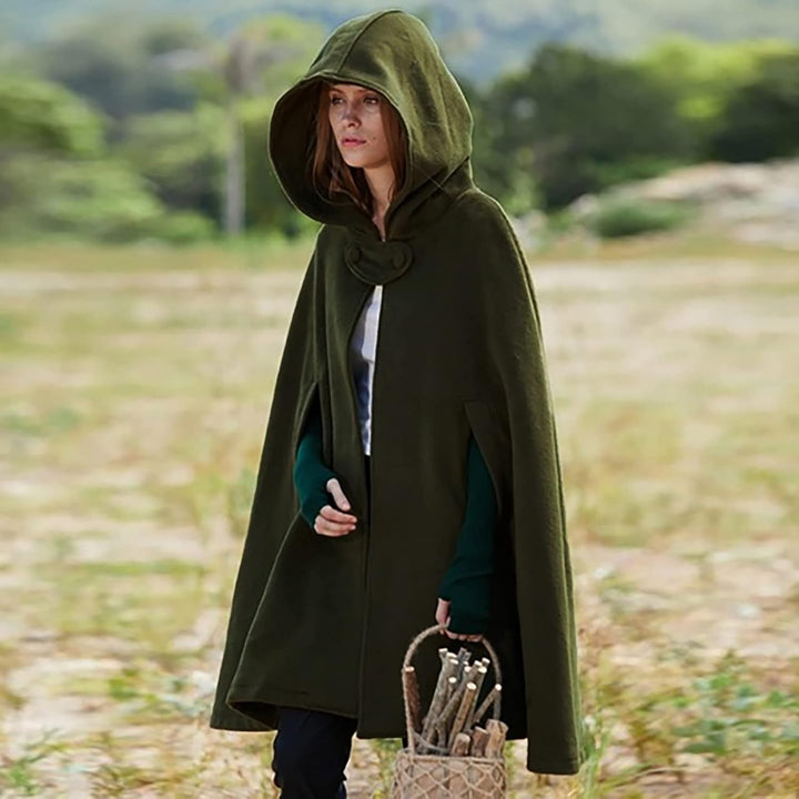 Lange Umhang mit Kapuze DamenVintage Einfarbig Poncho RobeHalloween KostümLeichte TrenchcoatWinddich