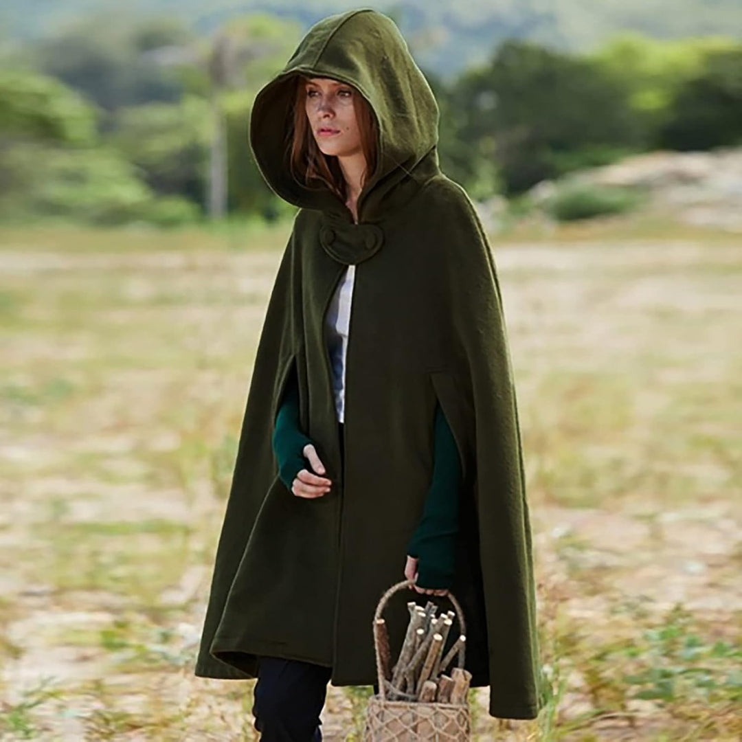 Lange Umhang mit Kapuze DamenVintage Einfarbig Poncho RobeHalloween KostümLeichte TrenchcoatWinddich