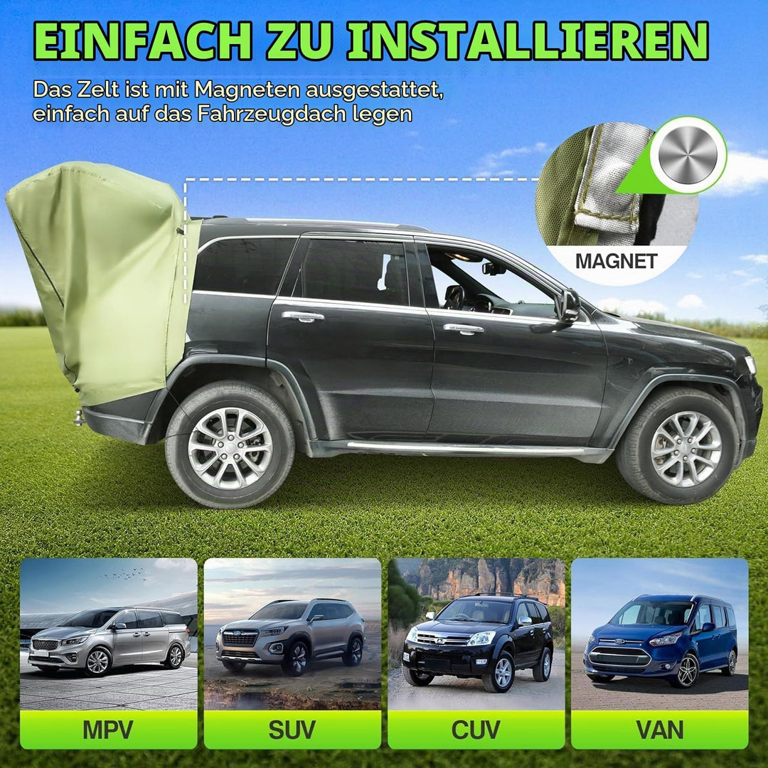 Universal Heckklappenzelt Caddy - Wasserdichtes Auto Heckzelt für Camping &amp; Reisen mit UV-Schutz -St